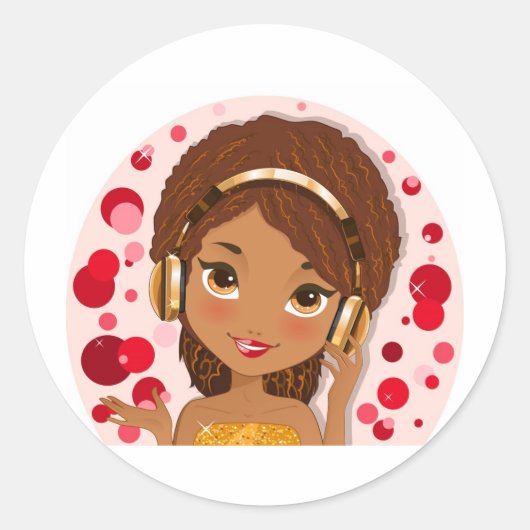 Kopfhörer Runder Aufkleber (Vorderseite)