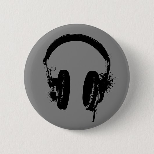 Kopfhörer Schwarzer Stift Graphic Art Button Butto (Vorderseite)