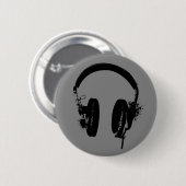 Kopfhörer Schwarzer Stift Graphic Art Button Butto (Vorne & Hinten)