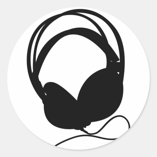 Kopfhörer-Silhouette Runder Aufkleber (Vorderseite)