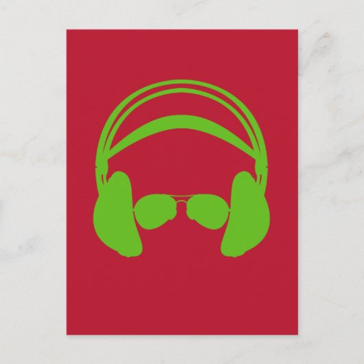 Kopfhörer & Sonnenbrille Postkarte (Vorderseite)
