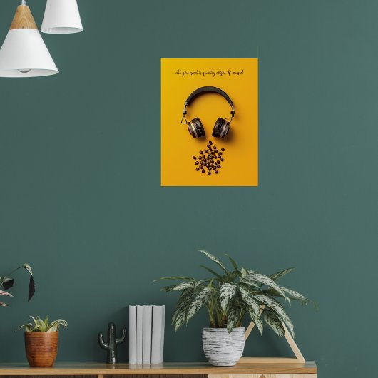 Kopfhörer und Kaffeebohnen Poster (Wohnzimmer 1)