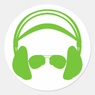 Kopfhörer und Sonnenbrille Runder Aufkleber