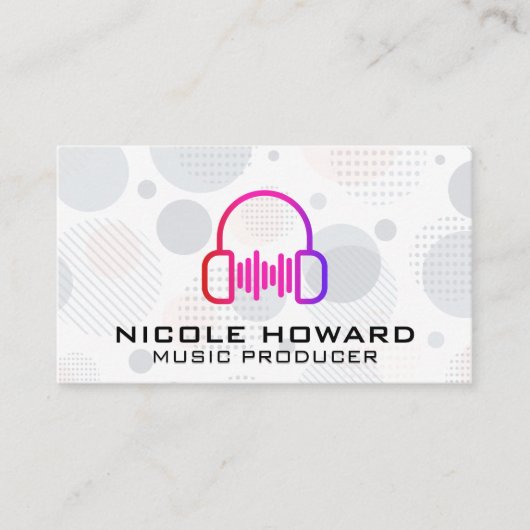 Kopfhörer und Soundwave-Logo Visitenkarte (Vorderseite)