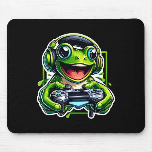 Kopfhörer Videospiel Frosch Gaming Mousepad (Vorne)