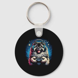 Kopfhörer Videospiel Keeshond Hund Gaming  Schlüsselanhänger