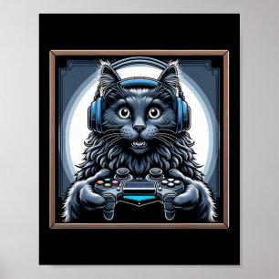 Kopfhörer Videospiel Nebelung Katze Gaming  Poster
