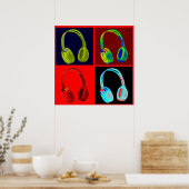 Kopfhörer Vier Farben Pop Art Poster drucken (Küche)