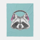 Kopfhörer-Waschbär Fleecedecke (Vorderseite)