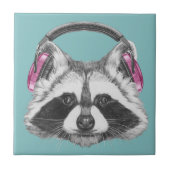 Kopfhörer-Waschbär Fliese (Vorderseite)