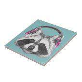 Kopfhörer-Waschbär Fliese (Seite)