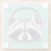 Kopfhörer-Waschbär Glasuntersetzer (Rückseite)