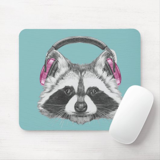 Kopfhörer-Waschbär Mousepad (Mit Mouse)