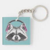 Kopfhörer-Waschbär Schlüsselanhänger (Rückseite)