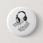 Kopfhörerblatt-Musiknotenkonzept Button (Vorderseite)