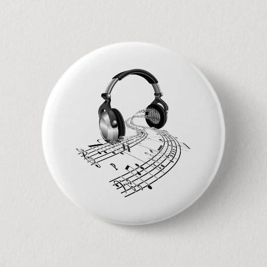 Kopfhörerblatt-Musiknotenkonzept Button (Vorderseite)