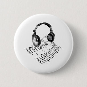 Kopfhörerblatt-Musiknotenkonzept Button