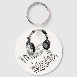 Kopfhörerblatt-Musiknotenkonzept Schlüsselanhänger