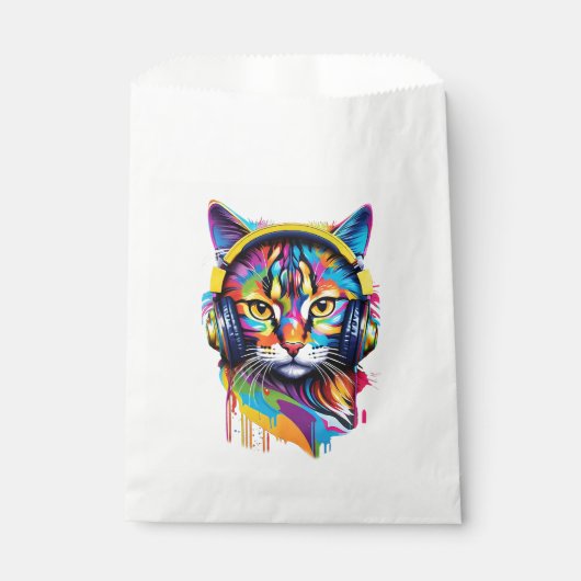 Kopfhörerkatze Geschenktütchen (Vorderseite)