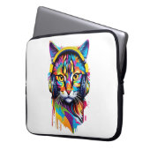 Kopfhörerkatze Laptopschutzhülle (Vorderseite Links)