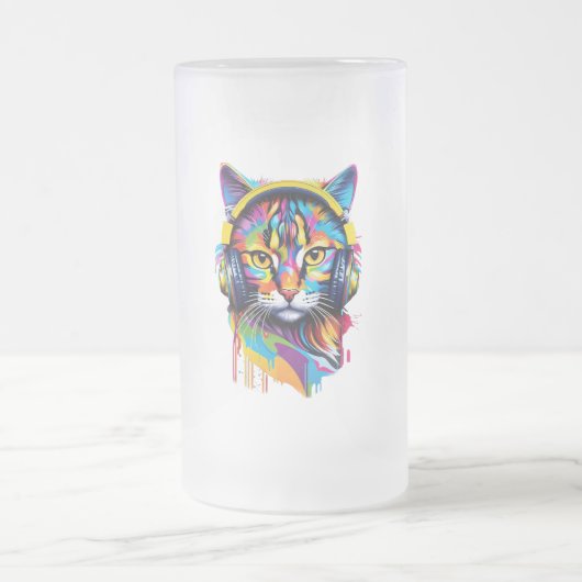 Kopfhörerkatze Mattglas Bierglas (Mittel)