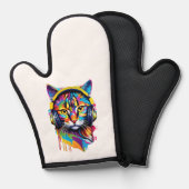 Kopfhörerkatze Ofenhandschuh (Vorderseite/Rückseite)