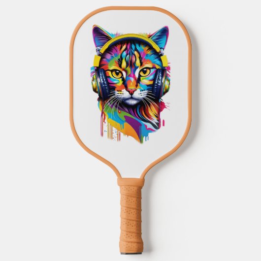 Kopfhörerkatze Pickleball Schläger (Vorderseite)
