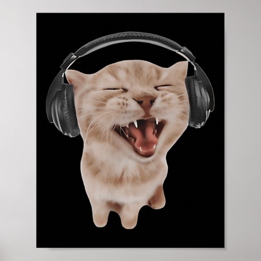 Kopfhörerkatze Poster (Vorne)