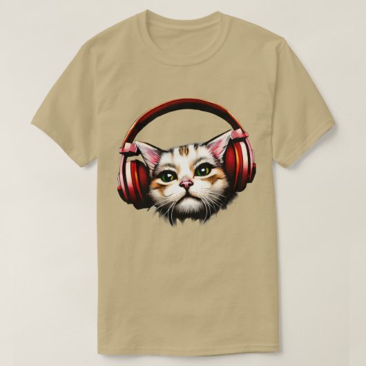 Kopfhörerkatze T-Shirt (Design vorne)