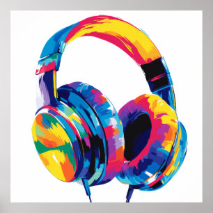KopfhörermusikIllustration Aquarellmalerei Poster