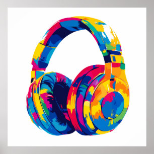 KopfhörermusikIllustration Aquarellmalerei Poster