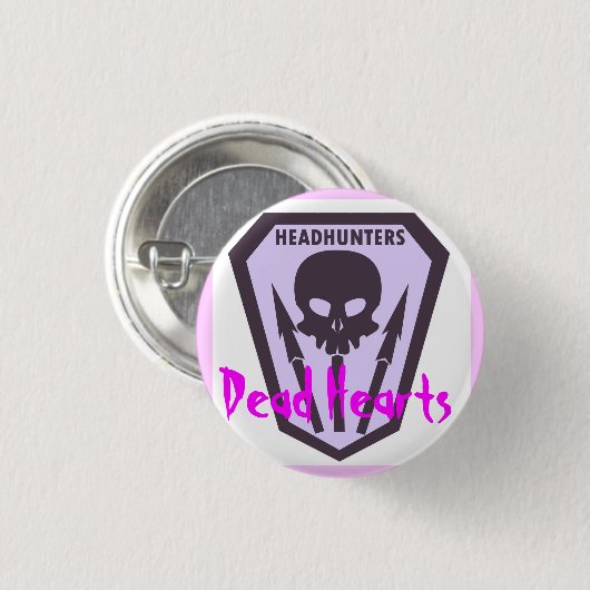 Kopfjäger-Knopf - tote Herzen neu Button (Vorne & Hinten)