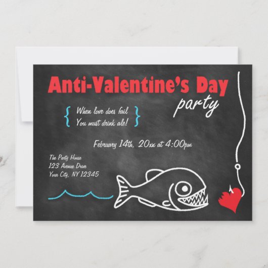 Kopfkarton Piranha Anti-Valentinstag Einladungen (Vorderseite)