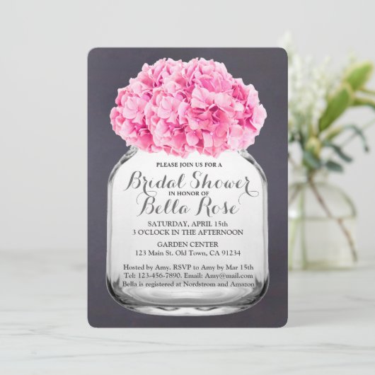 Kopfkarton Rosa Hydrangea Brautparty Hydrangea5 Einladung (Stehend Vorderseite)