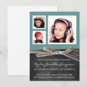 Kopfkarton Süß 16 mit 3 Fotos Einladung (Vorne/Hinten)