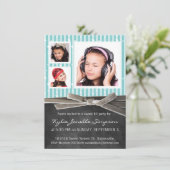 Kopfkarton Süß 16 mit 3 Fotos Einladung (Stehend Vorderseite)