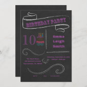 Kopfkarton zum Geburtstag Einladung Lila; Doppelst (Vorne/Hinten)