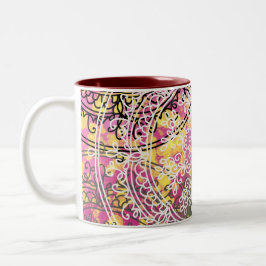 Kopfkissen mit Blumenhintergrund Zweifarbige Tasse