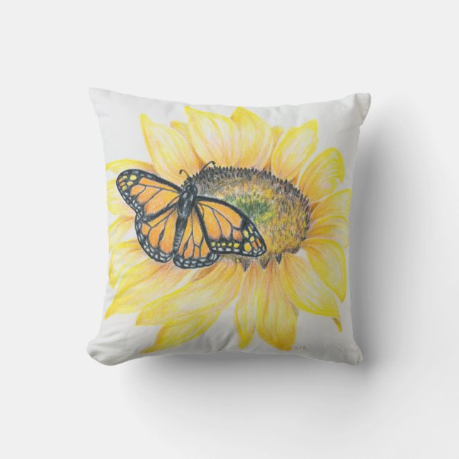 Kopfkissen - Monarch & Sonnenblume Kissen (Vorderseite)