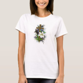 Kopfkreisoberteil mit blauem Blume-Kreuz T-Shirt