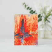 Kopflose Freiheitsstatue mit NYC in Flammen Postkarte (Stehend Vorderseite)