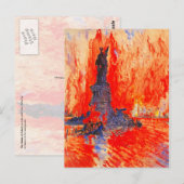 Kopflose Freiheitsstatue mit NYC in Flammen Postkarte (Vorne/Hinten)