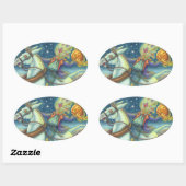KOPFLOSE HORSEMAN-SKARECROW & MULE STICKERS Oval (Blatt)