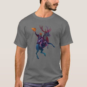 Kopfloser Halloween Reiter Horror Rentier Kürbis T-Shirt
