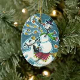 KOPFLOSER HORSEMAN SNOWMAN, XMAS HALLOWEEN SPASS, KERAMIK ORNAMENT