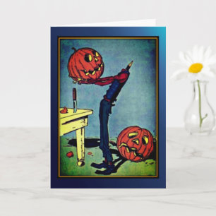 "Kopfloser" Kürbiskopf-Mann Vintage-Halloween-Kart Karte