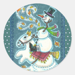 KOPFLOSER REITER SCHNEEMANN, WEIHNACHTEN HALLOWEEN RUNDER AUFKLEBER