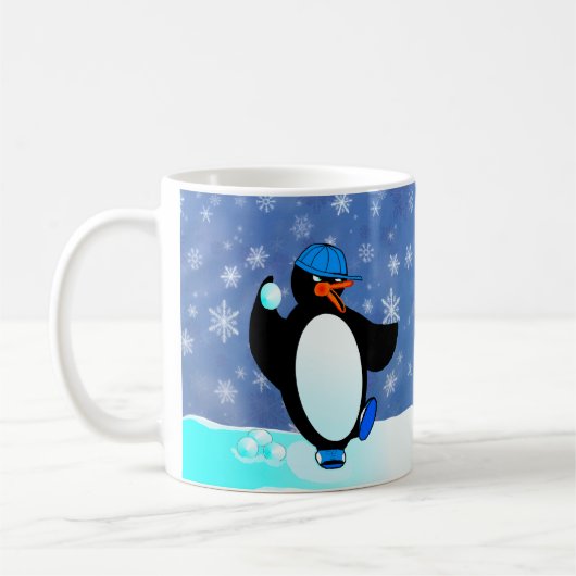 Kopfloser Schneemann! Frecher Pinguin! Kaffeetasse (Links)