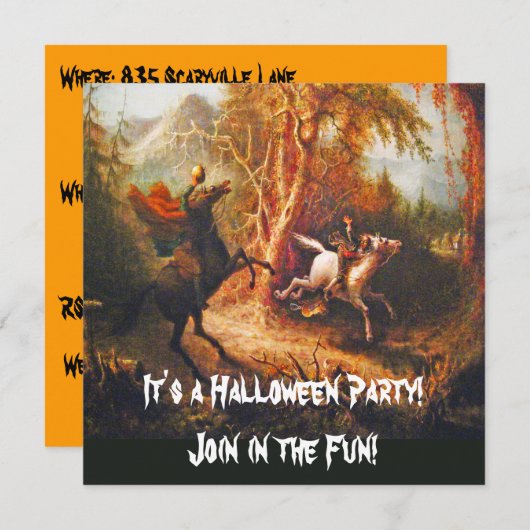 kopfloses Pferd, das Ichabod-Kranich verfolgt Einladung (Vorne/Hinten)