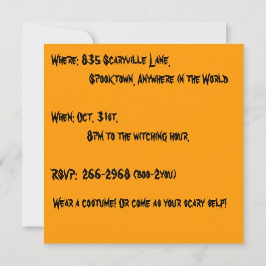 kopfloses Pferd, das Ichabod-Kranich verfolgt Einladung (Rückseite)